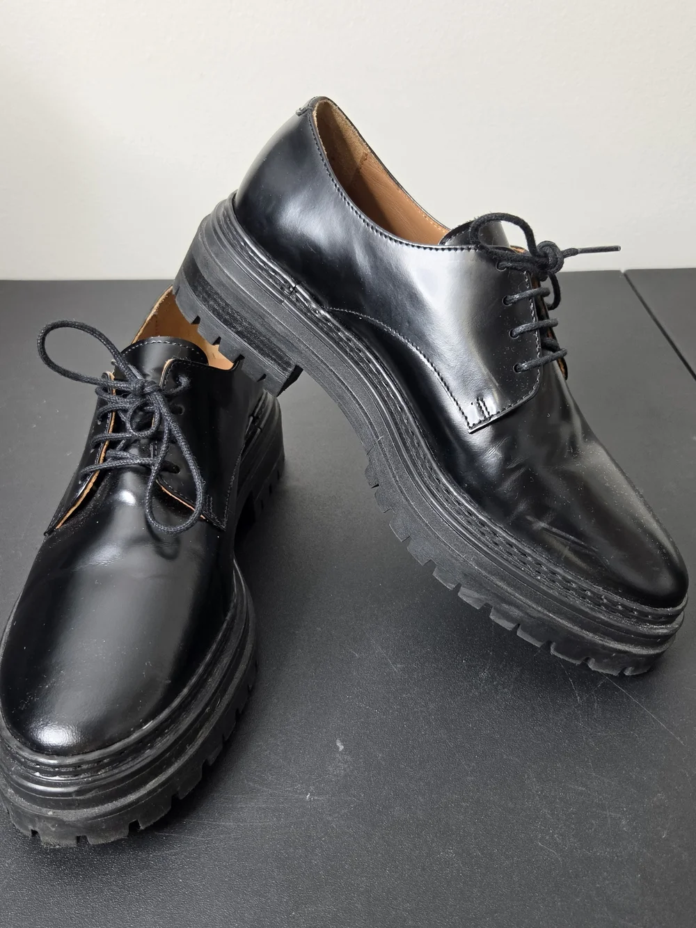 Bobbies Paris Chunky Oxford Black Leather Shoes